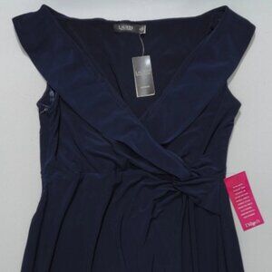 Lauren Ralph Lauren Women's Navy Open Lower Side Maxi Dress Size 18